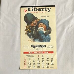 Vintage liberty 1975 ‎ Liberty calendar Cover Art 1930 Stanley steamer